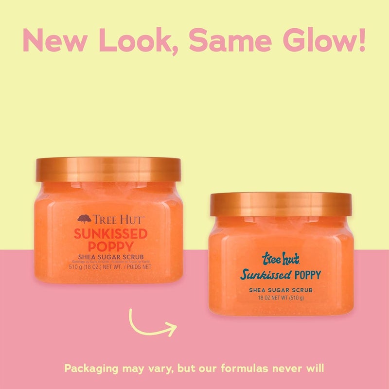 Treehut Sunkissed Poppy Shea Sugar Scrub, Exfoliating, Hydrating & Moisturizing Body Scrub with Shea Butter & Nourishing Essential Oils, Smooth & Soften Skin, 18 oz - Image 2